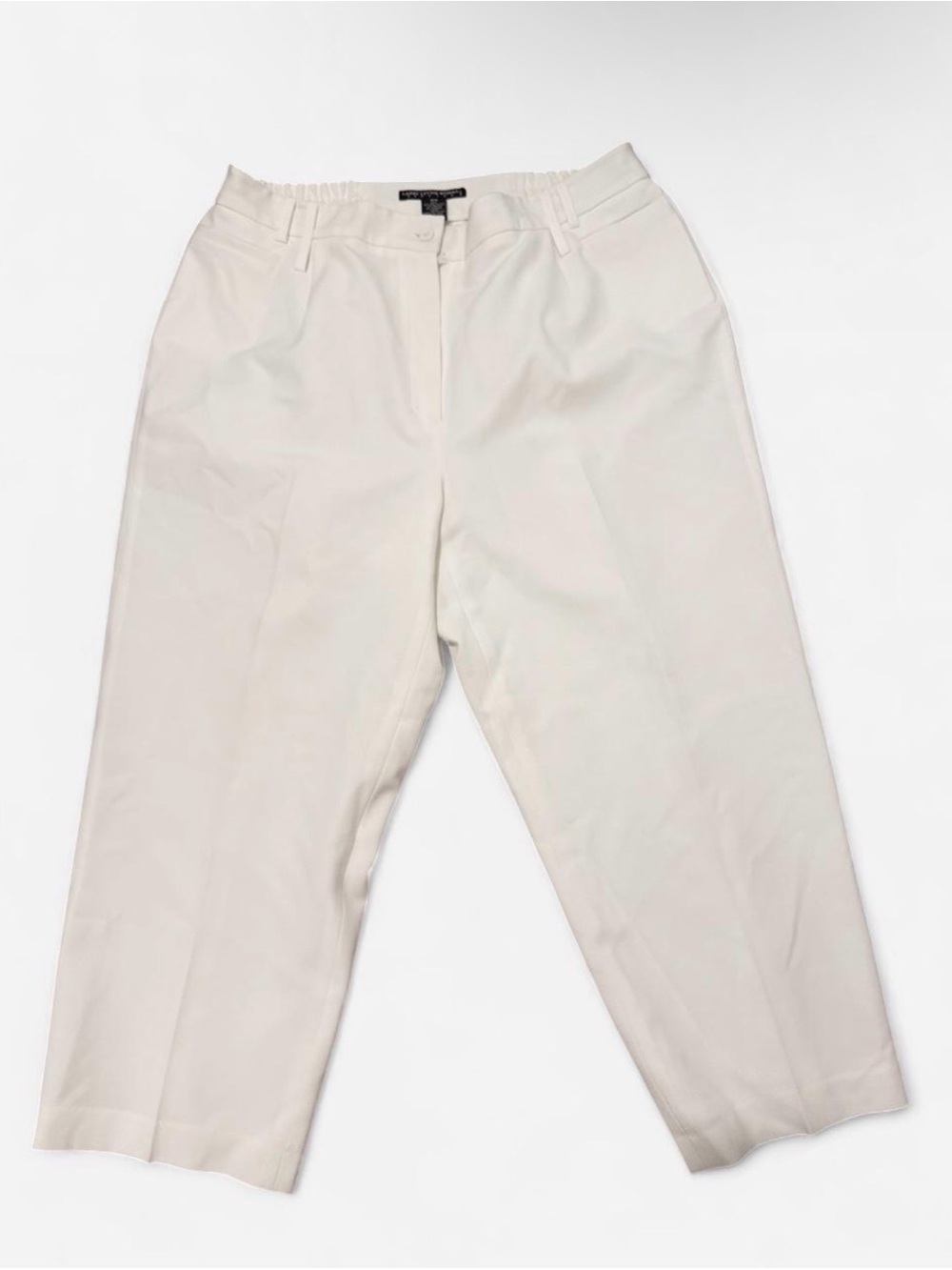 Larry Levine Women’s Classic White Pants- Plus Size
